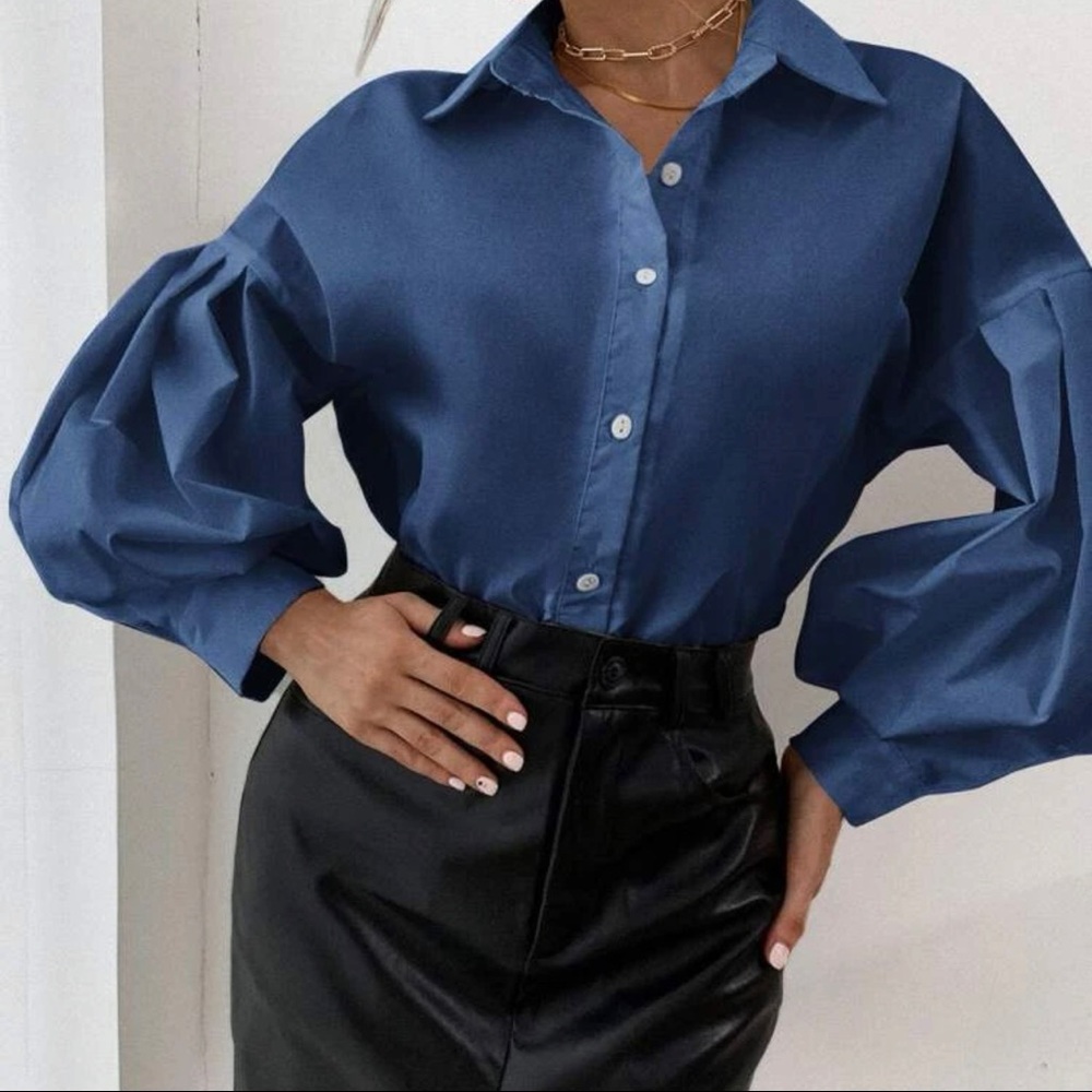 Blouson sleeve - Button through - solid - oversized